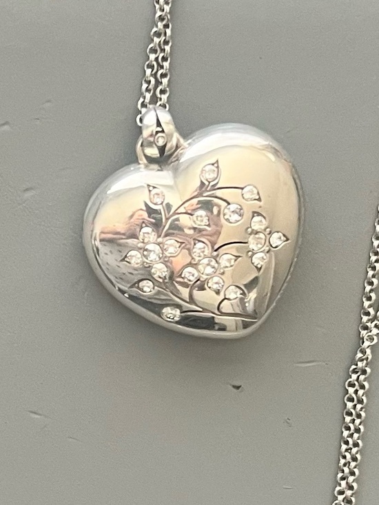 Brighton Jewelry - Brighton “Last Day Of Spring” Silver Plated Heart, Locket, Crystals Necklace